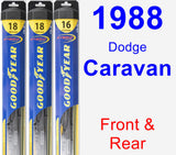 Front & Rear Wiper Blade Pack for 1988 Dodge Caravan - Hybrid