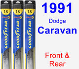 Front & Rear Wiper Blade Pack for 1991 Dodge Caravan - Hybrid