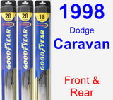 Front & Rear Wiper Blade Pack for 1998 Dodge Caravan - Hybrid