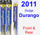 Front & Rear Wiper Blade Pack for 2011 Dodge Durango - Hybrid