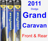 Front & Rear Wiper Blade Pack for 2011 Dodge Grand Caravan - Hybrid