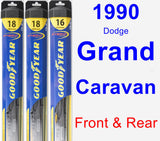 Front & Rear Wiper Blade Pack for 1990 Dodge Grand Caravan - Hybrid