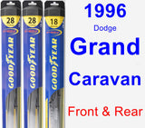 Front & Rear Wiper Blade Pack for 1996 Dodge Grand Caravan - Hybrid