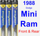 Front & Rear Wiper Blade Pack for 1988 Dodge Mini Ram - Hybrid