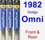 Front & Rear Wiper Blade Pack for 1982 Dodge Omni - Hybrid