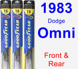 Front & Rear Wiper Blade Pack for 1983 Dodge Omni - Hybrid