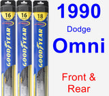 Front & Rear Wiper Blade Pack for 1990 Dodge Omni - Hybrid