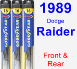 Front & Rear Wiper Blade Pack for 1989 Dodge Raider - Hybrid