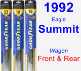 Front & Rear Wiper Blade Pack for 1992 Eagle Summit - Hybrid