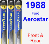 Front & Rear Wiper Blade Pack for 1988 Ford Aerostar - Hybrid