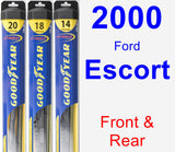 Front & Rear Wiper Blade Pack for 2000 Ford Escort - Hybrid