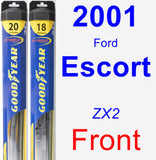 Front Wiper Blade Pack for 2001 Ford Escort - Hybrid