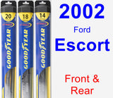 Front & Rear Wiper Blade Pack for 2002 Ford Escort - Hybrid