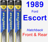 Front & Rear Wiper Blade Pack for 1989 Ford Escort - Hybrid