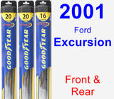 Front & Rear Wiper Blade Pack for 2001 Ford Excursion - Hybrid