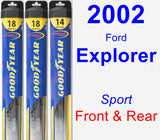 Front & Rear Wiper Blade Pack for 2002 Ford Explorer - Hybrid