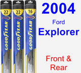 Front & Rear Wiper Blade Pack for 2004 Ford Explorer - Hybrid