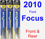 Front & Rear Wiper Blade Pack for 2010 Ford Focus - Hybrid