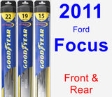 Front & Rear Wiper Blade Pack for 2011 Ford Focus - Hybrid