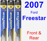 Front & Rear Wiper Blade Pack for 2007 Ford Freestar - Hybrid