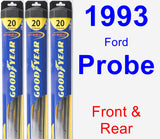 Front & Rear Wiper Blade Pack for 1993 Ford Probe - Hybrid