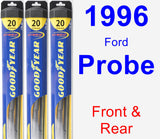 Front & Rear Wiper Blade Pack for 1996 Ford Probe - Hybrid