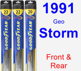 Front & Rear Wiper Blade Pack for 1991 Geo Storm - Hybrid