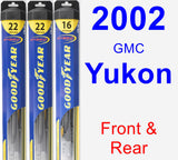 Front & Rear Wiper Blade Pack for 2002 GMC Yukon - Hybrid