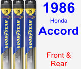 Front & Rear Wiper Blade Pack for 1986 Honda Accord - Hybrid
