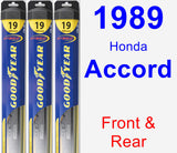 Front & Rear Wiper Blade Pack for 1989 Honda Accord - Hybrid