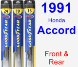 Front & Rear Wiper Blade Pack for 1991 Honda Accord - Hybrid