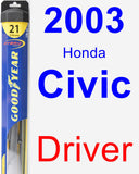 Driver Wiper Blade for 2003 Honda Civic - Hybrid