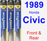 Front & Rear Wiper Blade Pack for 1989 Honda Civic - Hybrid