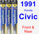 Front & Rear Wiper Blade Pack for 1991 Honda Civic - Hybrid