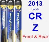 Front & Rear Wiper Blade Pack for 2013 Honda CR-Z - Hybrid