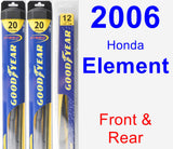 Front & Rear Wiper Blade Pack for 2006 Honda Element - Hybrid