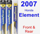 Front & Rear Wiper Blade Pack for 2007 Honda Element - Hybrid