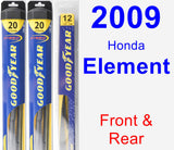 Front & Rear Wiper Blade Pack for 2009 Honda Element - Hybrid