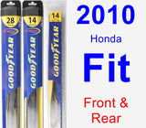 Front & Rear Wiper Blade Pack for 2010 Honda Fit - Hybrid