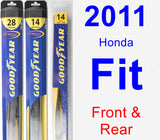 Front & Rear Wiper Blade Pack for 2011 Honda Fit - Hybrid