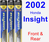 Front & Rear Wiper Blade Pack for 2002 Honda Insight - Hybrid