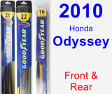 Front & Rear Wiper Blade Pack for 2010 Honda Odyssey - Hybrid