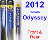 Front & Rear Wiper Blade Pack for 2012 Honda Odyssey - Hybrid