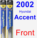 Front Wiper Blade Pack for 2002 Hyundai Accent - Hybrid