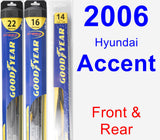 Front & Rear Wiper Blade Pack for 2006 Hyundai Accent - Hybrid