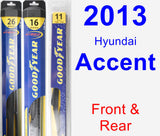 Front & Rear Wiper Blade Pack for 2013 Hyundai Accent - Hybrid