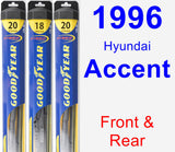 Front & Rear Wiper Blade Pack for 1996 Hyundai Accent - Hybrid