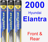 Front & Rear Wiper Blade Pack for 2000 Hyundai Elantra - Hybrid