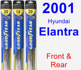Front & Rear Wiper Blade Pack for 2001 Hyundai Elantra - Hybrid