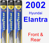 Front & Rear Wiper Blade Pack for 2002 Hyundai Elantra - Hybrid